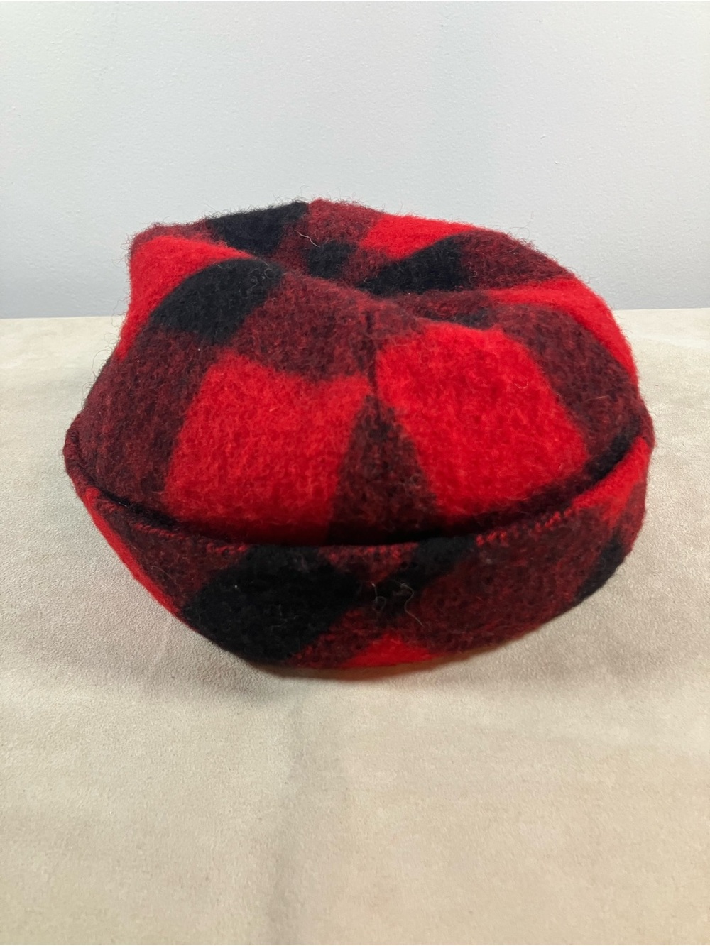 VTG Woolrich Trapper Bucket Cap Hunters Hat Buffalo Plaid Black Red Wool 7 1/8 View 4
